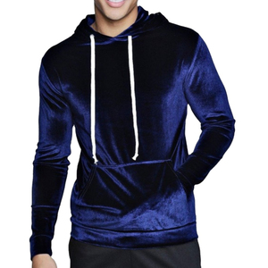 Sudadera con capucha de terciopelo brillante para hombre, Tops brillantes de manga larga de Color sólido para hombre, jerséis de Moda de Primavera y otoño, ropa para hombre - Product Image 3