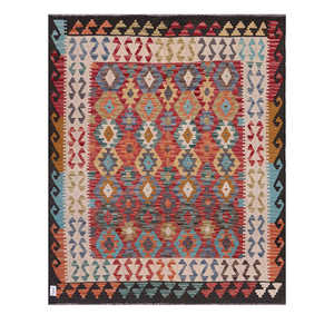 Alfombra Kilim de Maimana, Afganistán, 192 x 161 cm, Alfombras y Juegos de Alfombras - Product Image 1