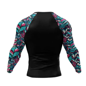Men's Compression Rash Guard Set With <b>Feather</b> Print Shorts And Leggings Quick Dry Spandex Polyester Sport Wear - Product Image 5