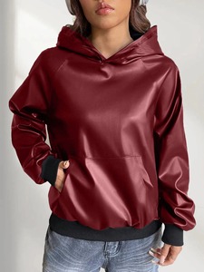 Otoño Invierno mujer cómodo pulóver Casual moda gran oferta sudaderas cuello redondo Tops insignia con capucha para correr al aire libre - Product Image 5