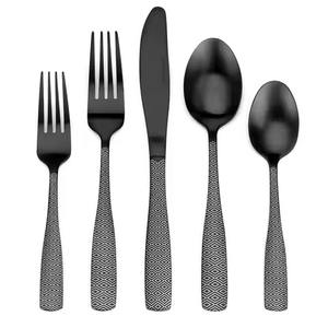 Ensemble de couverts de haute qualité avec manche noir, élégant en acier inoxydable poli, pour la salle à manger moderne, la cuisine et les fêtes - Product Image 4