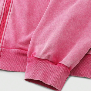 Sweat à capuche zippé brodé personnalisé de luxe lourd 100% coton Streetwear sweat à capuche brodé de haute qualité délavé à l'acide - Product Image 3