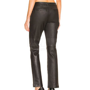 2025 recién llegado, pantalón de cuero ligero de alta calidad para mujer, transpirable, cintura media, estilo frontal plano para la moda de invierno - Product Image 3