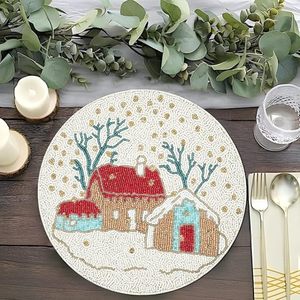 ที่รองจานลูกปัดทรงกลมทำด้วยมือสำหรับโต๊ะอาหารของตกแต่งคริสต์มาสงานเลี้ยงสังสรรค์ในครอบครัว - Product Image 6