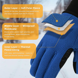 Gants de course d'hiver pour hommes conçus à partir de tissu chaud en polyester doux avec prise en main résistante à l'eau et coutures confortables - Product Image 3