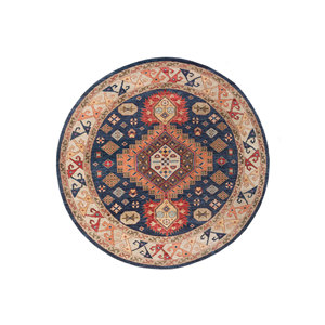 Tapis en laine noué à la main Savana Blue LCA-2351 9x12 rectangulaire à motif médaillon pour la décoration de la maison, du salon ou du couloir - Product Image 1