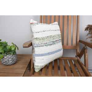 Multicolor Wool Patchwork Kantha Pillow <b>18x18</b> Inch Decorative Cushion Woven with Vintage Pattern - Product Image 2