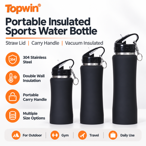 Botella de Agua Aislada al Vacío de Acero Inoxidable de 750 ml, Vaso con Pajita y Tapa, Taza de Viaje Reutilizable y Portátil para Gimnasio y Actividades al Aire Libre - Product Image 1