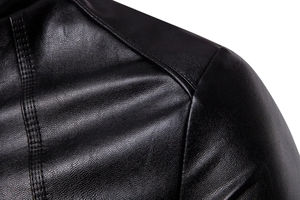 Veste en cuir pour homme de haute qualité en gros, respirante, écologique, coupe-vent, col montant, hiver, moto, OEM personnalisable - Product Image 4
