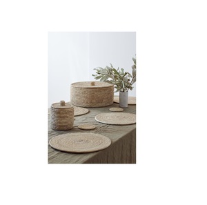 Handwoven Rattan Round Coasters with Holder Pottery Insulated Heat Woven <b>Placemats</b> Eco-Friendly Coaster <b>Set</b> - Product Image 1