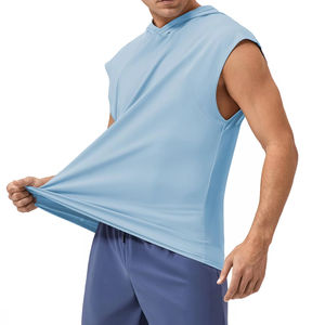 Hauts de sport sans manches à capuche pour hommes, coupe ajustée, décontractés, basiques, vente en gros, conception personnalisée OEM, en molleton de coton - Product Image 1