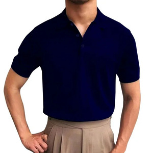เสื้อโปโลลําลองผ้าฝ้าย 100% ป้องกันการหดปรับป้องกัน Pilling ระบายอากาศทั้งขายผ้าถักแขนสั้นไร้ริ้วรอย - Product Image 4