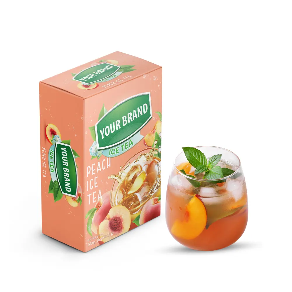 Private Label Instant Ice Tea Peach Pó Água Solúvel Bebida Energética Em Pó 10 18 Sachês Por Caixa De Saquinho Para Chá