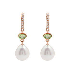 Creative Design Genuine 6x4 MM Peridot & 8x11MM Pearl Gemstone 925 Sterling Silver <b>Long</b> <b>Earrings</b> 5.1 Gram Fine Jewelry Wholesale - Product Image 3