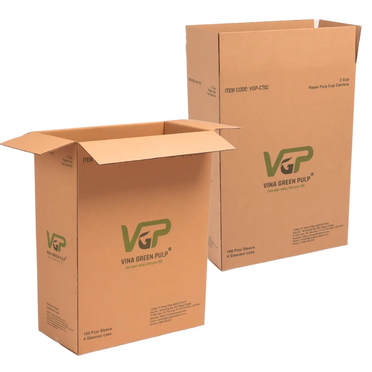 Kotak karton ekstra besar untuk grosir menggunakan bahan kertas karton Logo kustom dibuat oleh kemasan hijau Vina