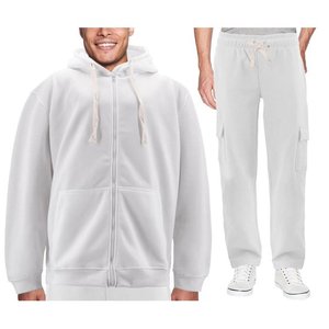 Hombre Zip Up Fleece Sports Gym Athletic Jogging Track Sweat Suit 2 Piezas Set - Product Image 4