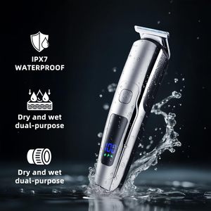 Kit de toilettage tout-en-un pour homme, rasoir électrique étanche, tondeuse à cheveux, coupe-poils nez, tondeuse oreilles, portable USB/batterie, en plastique - Product Image 3