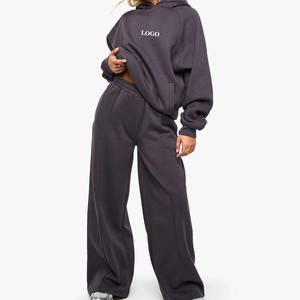 Conjunto Deportivo de 2 Piezas para Mujer, Estilo Urbano, Holgado, Cómodo, Tejido Elástico, Informal - Product Image 1