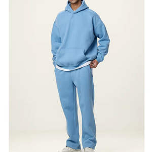 2025 hiver dernière mode hommes couleur unie haute qualité Polyester/coton survêtement sweats à capuche respirant survêtement pantalon - Product Image 2