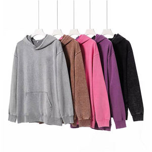 เสื้อฮู้ดผู้ชายผ้าฝ้ายแท้ 100% คุณภาพสูง สำหรับฤดูหนาว ล้างสีแบบ Acid Wash ไซส์ใหญ่ ระบายอากาศได้ดี สวมใส่สบาย เป็นมิตรกับสิ่งแวดล้อม ทนทาน - Product Image 1