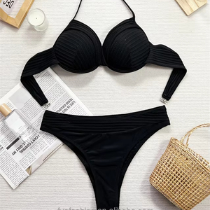 Hot Sexy Girl Ribbed Push up <b>Bikini</b> Set <b>Micro</b> Mini Crinkle Two Piece Swimwear Competition Extreme <b>Lingerie</b> Sexy Beachwear - Product Image 1