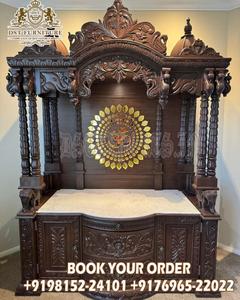 Temple en bois de teck traditionnel sculpté à la main pour la maison, taille personnalisée, couleur personnalisée, meilleure qualité, temple en bois, remise au Royaume-Uni - Product Image 3