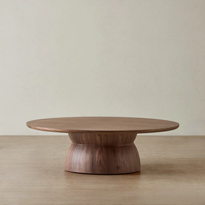 Mesa de Centro Redonda Moderna de Lujo, Extensible, Convertible, Plegable y Móvil, de Madera Sólida con Acabado Natural, Ecológica, para Hogar u Hotel - Product Image 1