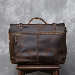 Vintage Genuine Leather Laptop Messenger Protective Shoulder Bag Durable Office Use Zipper Closure - Product Image 2