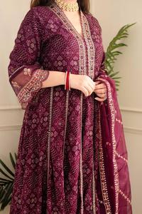 Meilleur tarif de qualité supérieure du fournisseur Red Merron Designer Gown Ready-Made Rayon Sequence Embroidery Work for Indian Pakistanais - Product Image 3