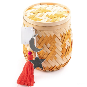 Colorful Handwoven Bamboo Ramadan <b>Box</b> <b>Round</b> Wicker Candy Holder for Festive Decorations - Product Image 6