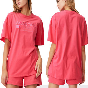 Camiseta extragrande de alta calidad para mujer, Camiseta con estampado personalizado de logotipo de talla grande, estilo informal de ocio, diseño sencillo en blanco para el verano - Product Image 5