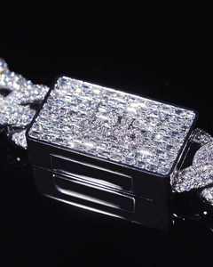 Cadena Cubana Magnífica con Moissanita de 18 mm, Chapada en Rodio, Brazalete de Plata de Ley de 50 Quilates para Regalos de Fiesta - Product Image 6