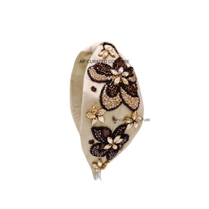 Offre Spéciale perles de rocaille brodées conception personnalisable haute qualité en gros perle de verre à la main Turban Style fête cadeau bandeaux - Product Image 5