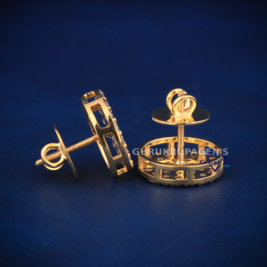 Pendientes de tuerca de Hip Hop de lujo con diamantes cultivados en laboratorio de corte brillante redondo 14Kt oro amarillo VVS claridad - Product Image 4