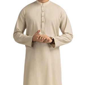 Dernier design traditionnel ethnique afghan musulman, shalwar kameez noir pour homme, costume 2 pièces, style col respirant, style régulier, fête, hiver - Product Image 1