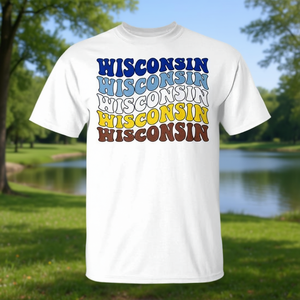 T-shirt retrò Groovy Wisconsin State Home Girl I Love Wisconsin Flag - Product Image 1