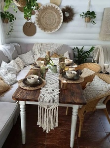 ผ้าปูโต๊ะสไตล์โบฮีเมียน โบโฮชิค ทำจากผ้าฝ้ายถักมาคราเม่ สำหรับตกแต่งโต๊ะอาหารที่บ้าน งานแฮนด์เมด สไตล์ฟาร์มเฮาส์ สำหรับโต๊ะกาแฟ - Product Image 5