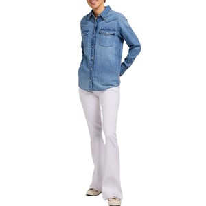 Camisa Vaquera Entallada para Mujer, Manga Larga, Cierre de Botones, Silueta Entallada, Suave, Transpirable y Elegante - Product Image 3