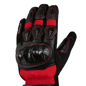 Guantes de moto de carreras con dedos largos personalizados Protección contra choques de invierno Pantalla segura Guantes de cuero táctil Acentos de fibra de carbono - Product Image 4