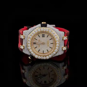 Reloj de diamantes Moissanite personalizado de lujo para hombre, joyería de Hip Hop de la mejor calidad, cristal analógico de 41mm con banda de goma - Product Image 6