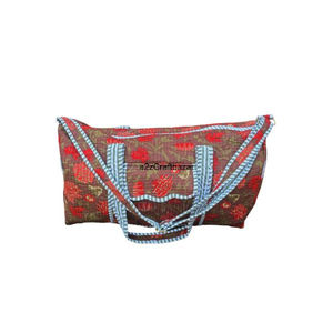 Bolsa de Viaje Acolchada de Lujo, Hecha a Mano, Ecológica, Impermeable, de Algodón con Estampado en Bloques, Cierre de Cremallera de Poliéster, Ligera, para Gimnasio - Product Image 1