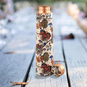 Bouteille d'eau potable en cuivre pur de conception de fleur d'émail taille personnalisée dans la bouteille d'eau de but de gymnase de yoga d'école d'hôtel de maison de bureau - Product Image 1