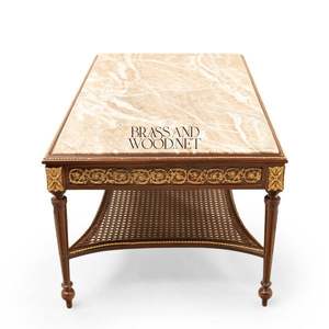 Juego de Mesa de Centro de Madera Clásica de Lujo con Dos Mesas Auxiliares y Estante Inferior - Product Image 3