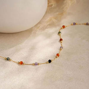 Collier gravé en pierres semi-précieuses mélangées 3MM, Thème Amour et Guérison, Écologique - Product Image 5