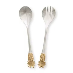 Juego de servidor de ensalada de madera de aspecto moderno con mango decorado, cuchara artesanal de lujo, tenedor, manijas de cubiertos, la mejor calidad - Product Image 5