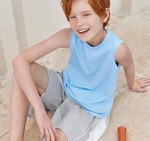 Séchage rapide personnalisé débardeurs couleur unie enfants vêtements garçons gilet maillots pour Gym entraînement sportif 100% coton enfants haut respirant - Product Image 5