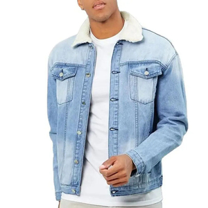 Chaqueta vaquera personalizada de fábrica para hombre con cuello levantado, nueva moda de talla grande, prendas de vestir exteriores, chaqueta acolchada, Material de poliéster - Product Image 3