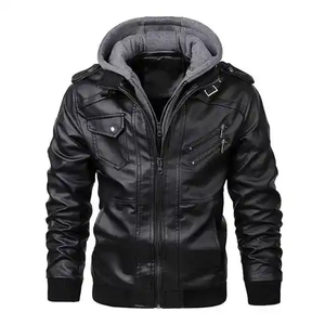 Chaquetas de Cuero Vacuno para Hombre, Estilo Urbano, Manga Larga, Impermeables y Resistentes al Viento, Colores Sólidos, para Invierno - Product Image 6