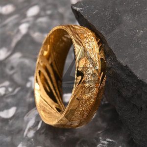 Unique Design Low MOQ Casual Unisex Lightweight Solid Color Damascus Steel <b>Rings</b> - Product Image 4