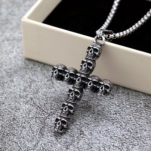 yunnique Retro Stainless Steel Skull Pendant for <b>Men</b> and Women Solid Punk Halloween Fashion Charms - Product Image 5